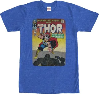 Men's Marvel Thor Comic Book Cover Print T-Shirt - Royal Blue Heather - 2X Large