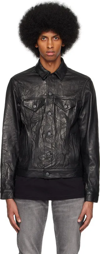 John Elliott Black Thumper Type III Leather Jacket