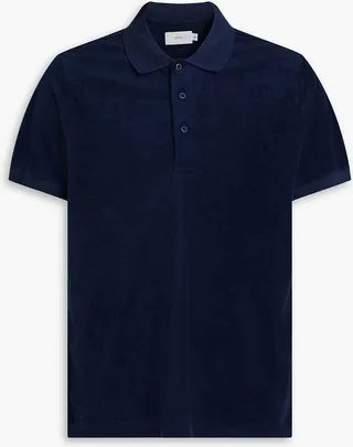 Cotton-blend terry polo shirt
