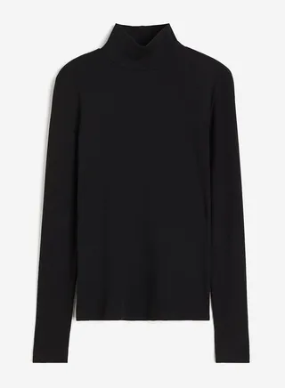 Ribbed High Neck Sweatshirt