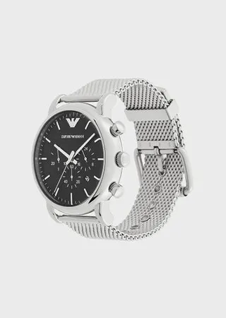 Chronograph Stainless Steel Mesh Watch and Bracelet Set