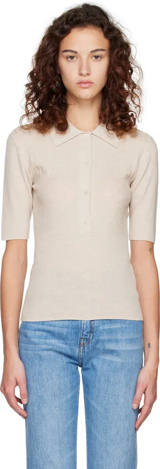 Joseph Beige Spread Collar Polo