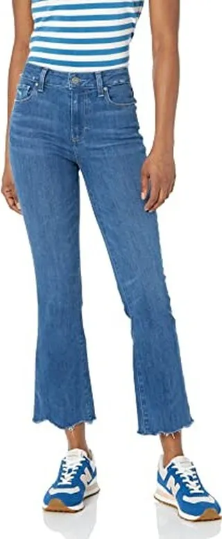 PAIGE Women's Colette Cropped high Rise Ultra Skinny in Juneau Distressed w Tipsy Hem