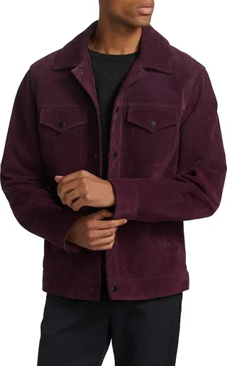 Slim-Fit Suede Trucker Jacket