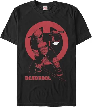 Men's Marvel Deadpool Katana Sword Pose T-Shirt - Black - 2X Large