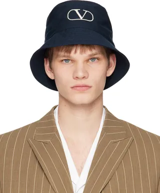 Valentino Garavani Navy VLogo Bucket Hat