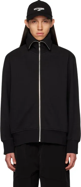 We11done Black High Neck Zip Up Sweater