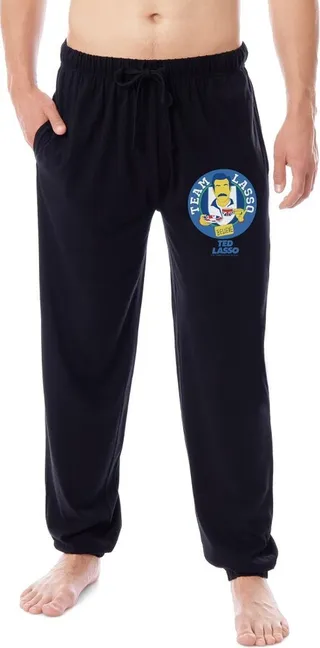 Ted Lasso Mens' TV Series Show Team Believe Sleep Jogger Pajama Pants (X-Large) Black