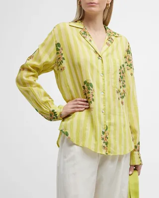 Patti Floral Striped Button-Front Shirt