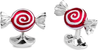 Deakin & Francis - Deakin & Francis Sterling Silver Red And White Swirl Sweet Cufflinks