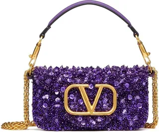 Purple Small Locò Sequinned Shoulder Bag