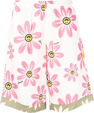 Flower-Print Knee-Length Shorts