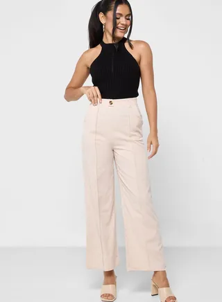 Seam Detail High Waist Pants