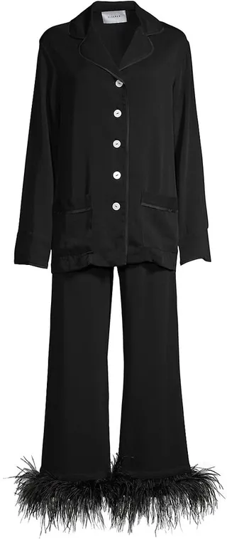 Party Faux Feather 2-Piece Pajama Set