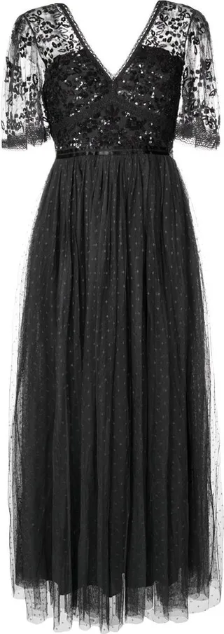 Sequin-Embellished Tulle Midi Dress