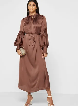 Puff Sleeve Satin Dress