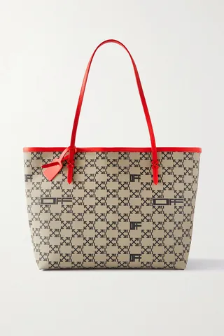 Off-White - Day-off 33 Leather-trimmed Printed Pvc Tote - Brown