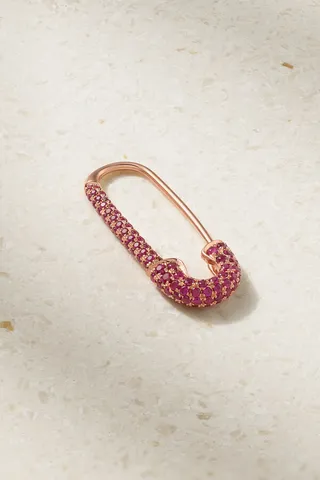Anita Ko - Safety Pin 18-karat Rose Gold Ruby Single Earring - R