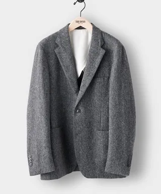 Italian Donegal Tweed Madison Suit Jacket in Charcoal