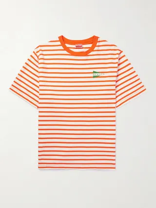 Oversized Logo-Print Striped Cotton-Jersey T-Shirt