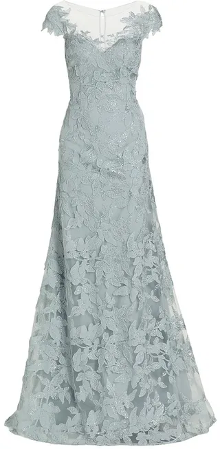 Floral Appliqué A-Line Gown