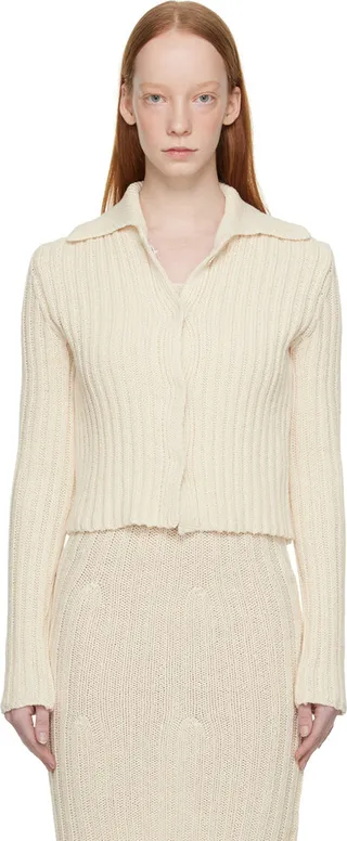 Missing You Already Off-White Spread Collar Cardigan