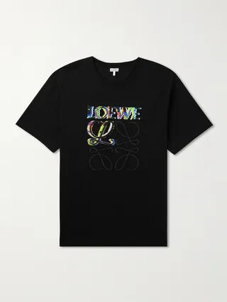 Logo Glitch-Print Cotton-Jersey T-Shirt