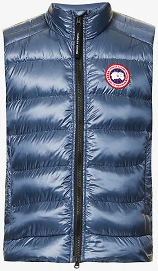 Mens Ozone Blue Crofton Quilted Funnel-neck Recycled-nylon Gilet