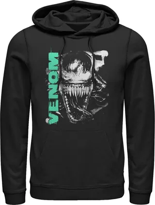 Men's Marvel Venom Teeth Pull Over Hoodie - Black - Large