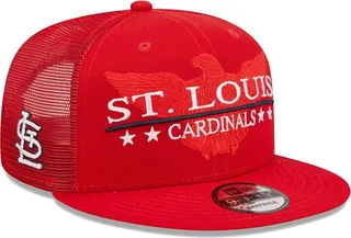 Men's New Era Red St. Louis Cardinals Patriot Trucker 9FIFTY Snapback Hat