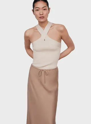 Halter Neck Ribbed Crop Top