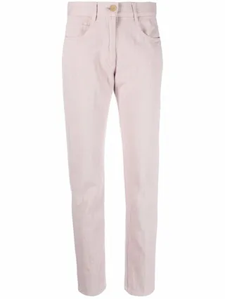 High-Waisted Slim Cut Trousers