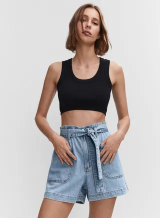 High Waist Denim Short