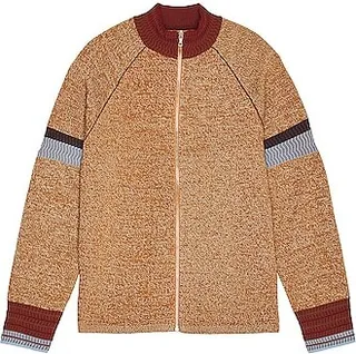 Wales Bonner Golden Zip Up in Tan