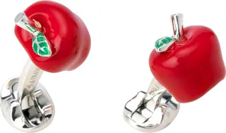 Deakin & Francis - Deakin & Francis Sterling Silver Red Enamel Apple Cufflinks