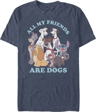Men's Disney Classic All My Friends Are Dogs T-Shirt - Navy Blue Heather - Medium