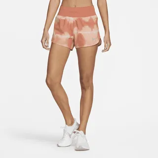 Nike Women's Dri-FIT Eclipse Mid-Rise Printed Running Shorts in Orange