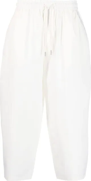 Cropped-Leg Cotton Track Pants