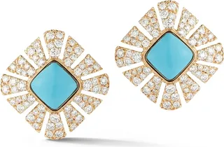 Vesuvio 18k Diamond & Turquoise Stud Earrings