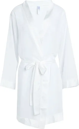 Chiffon Kimono Dressing Gown Or Bathrobe White