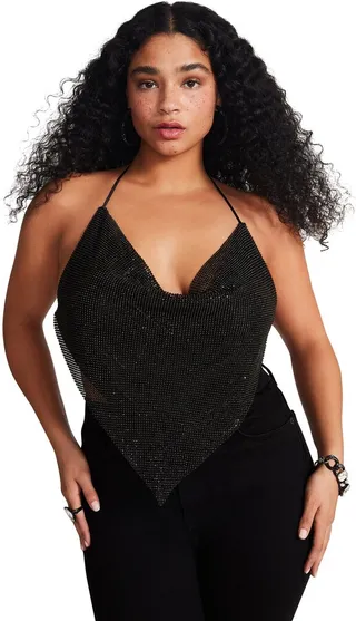 Barely There Rhinestone Halter Black