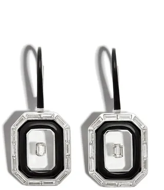 18kt white gold Universe diamond and enamel drop earrings
