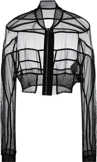 Sheer Zipped-Up Bomber Jacket