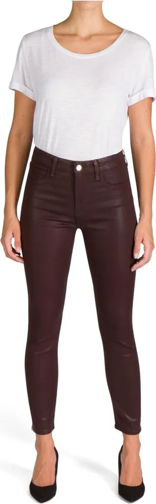 Womens Coated Ankle Skinny Pants