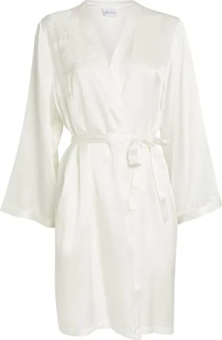 Marjolaine Silk Lace-Trim Robe