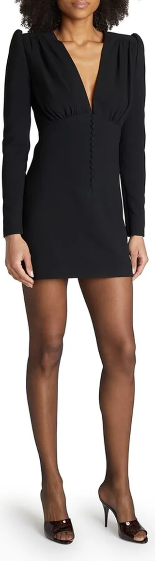 Plunging Crepe Mini Dress