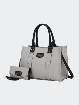 MKF Collection by Mia K Davina Vegan Leather Women’s Tote Bag With Wallet - Grey