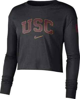 Nike Women's College (USC) Cropped Long-Sleeve T-Shirt in Black