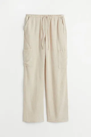 Wide-leg Linen-blend Pants