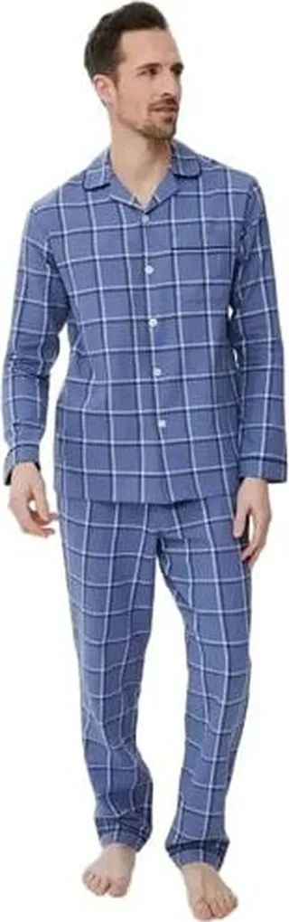 Debenhams Mens Windowpane Check Woven Pajama Set - Blue